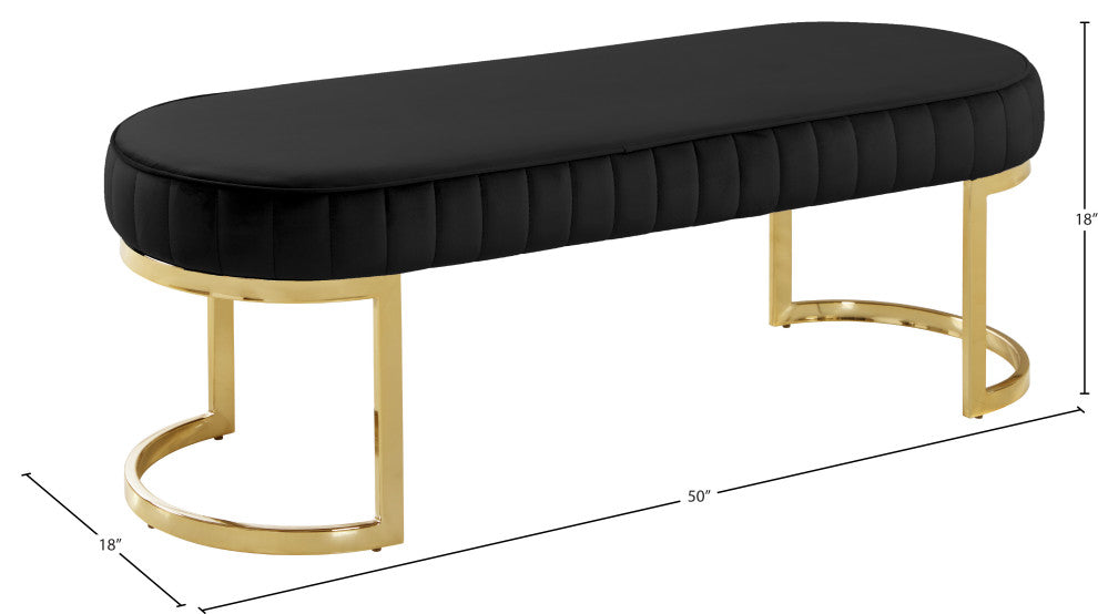 Lemar Velvet Upholstered Bench, Black