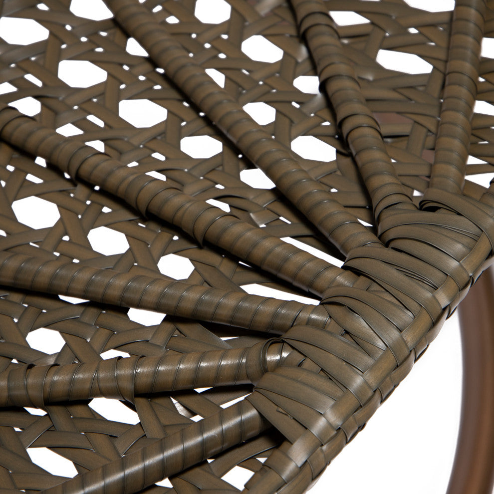 LeisureMod Beige Wicker Hanging Egg Swing Chair With Stand and Cushion, Charcoal Blue