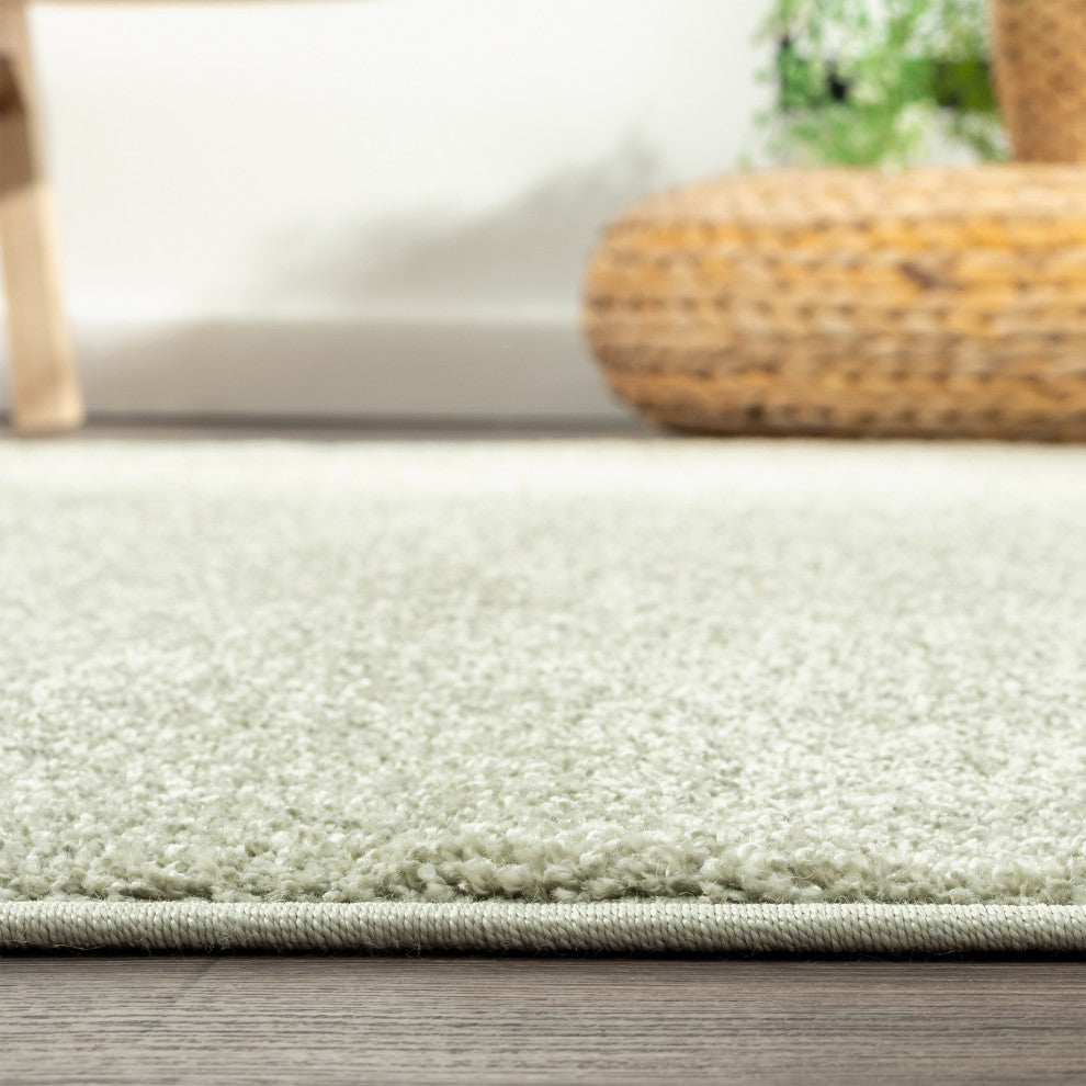 Haze Solid Low-Pile Runner Rug, Green, 2 X 10