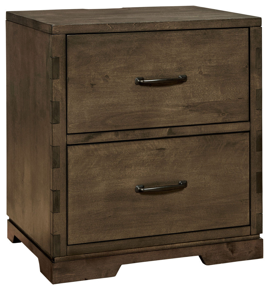Dovetail 2-Drawer Wood Nightstand, Graphite