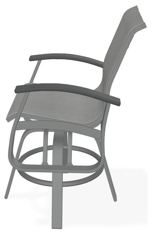 Belle Isle Sling Balcony Height Outdoor Swivel Chair, Alloy/Graphite