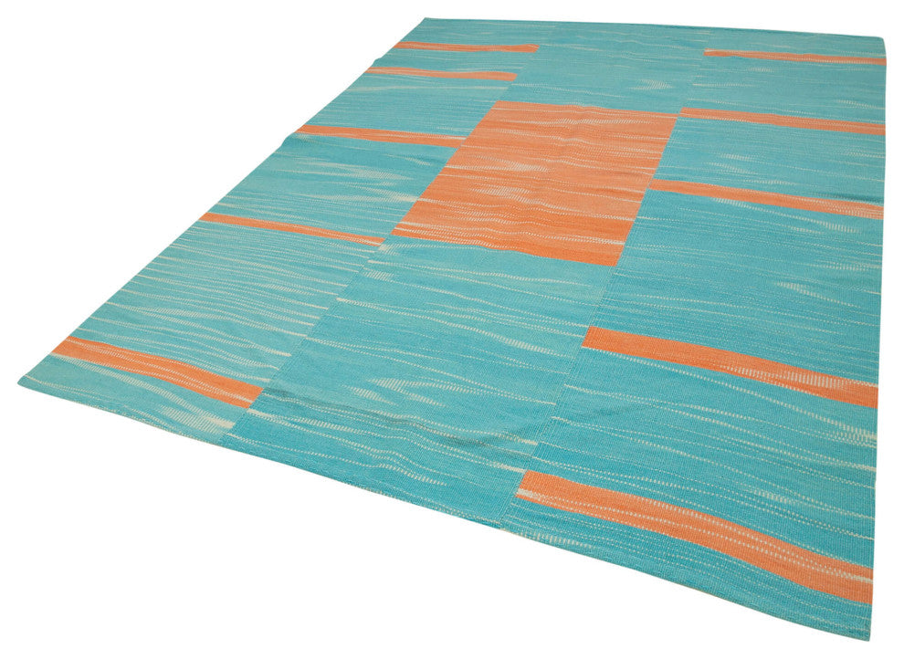 Rug N Carpet - Handmade Turkish 6' 9'' x 9' 4'' Flatweave Wool Kilim Rug