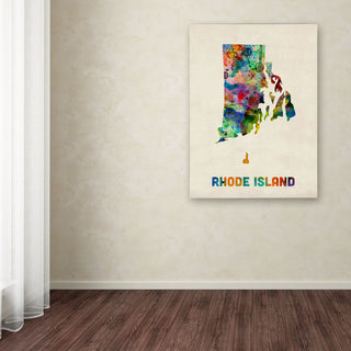 'Rhode Island Map' Canvas Art by Michael Tompsett