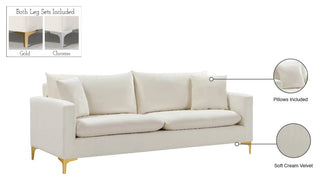 Naomi Velvet Upholstered Sofa, Cream