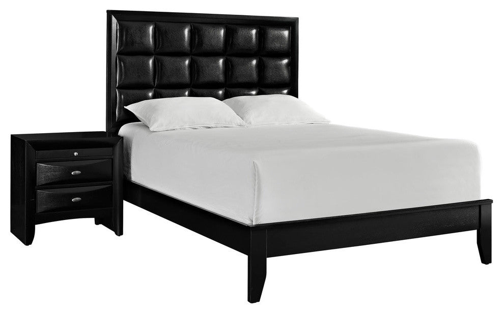 Modern Contemporary Bedroom 2-Piece SetQueen Bedroom Set Black