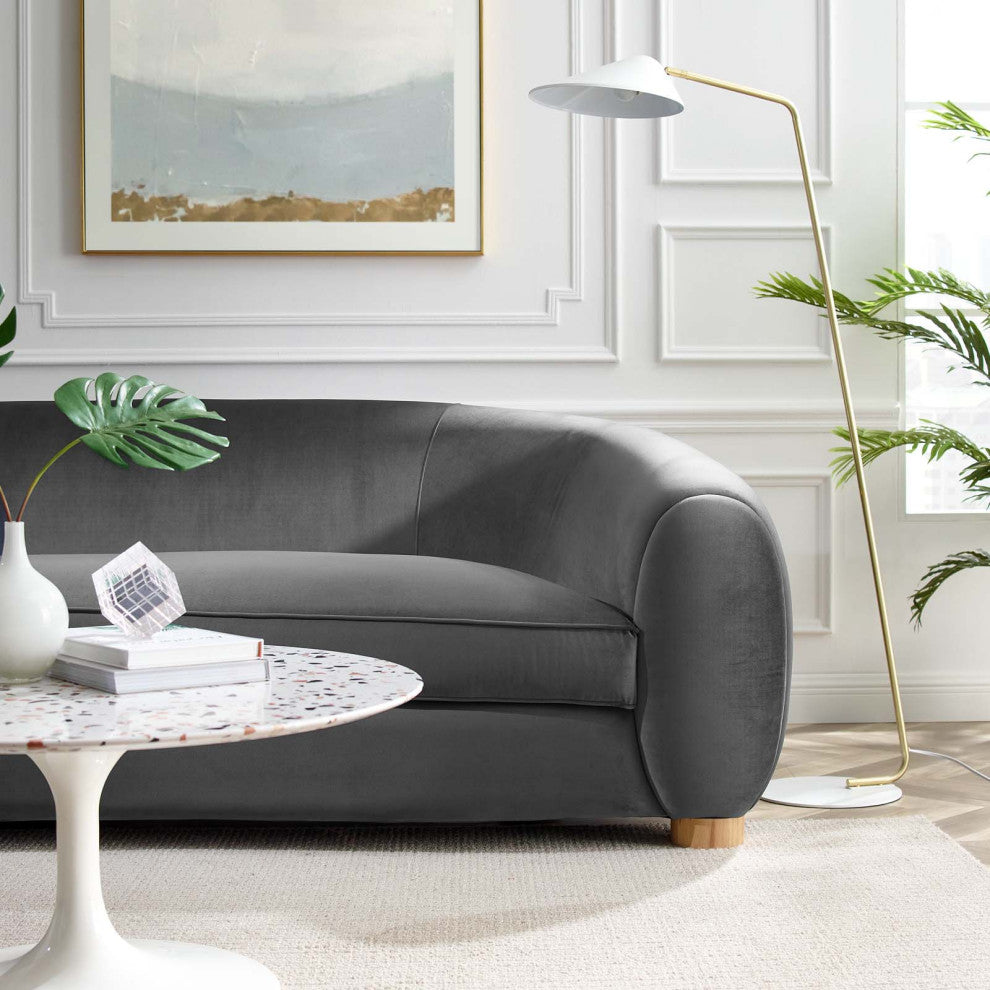 Abundant Performance Velvet Sofa Charcoal