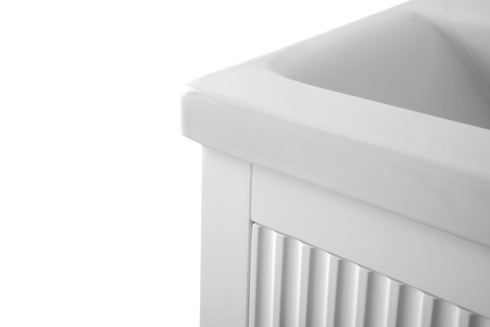 Vanity Art Freestanding Vanity, White, 20", Single Sink, Brushed Nickel