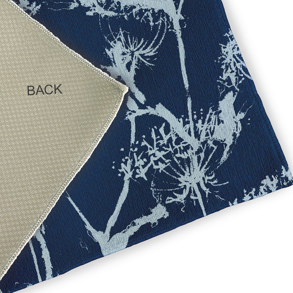Windy Blossom Modern & Contemporary Chenille Area Rug, Navy, 5' Round