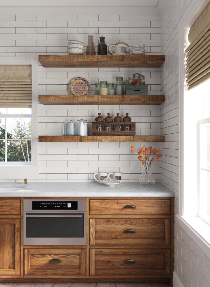 Timber Kitchen Floating Shelves , Aged Oak, 24"