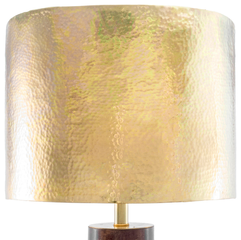 Nuloom Aria Chevron Wood and Iron Aluminium Shade Table Lamp, 26"