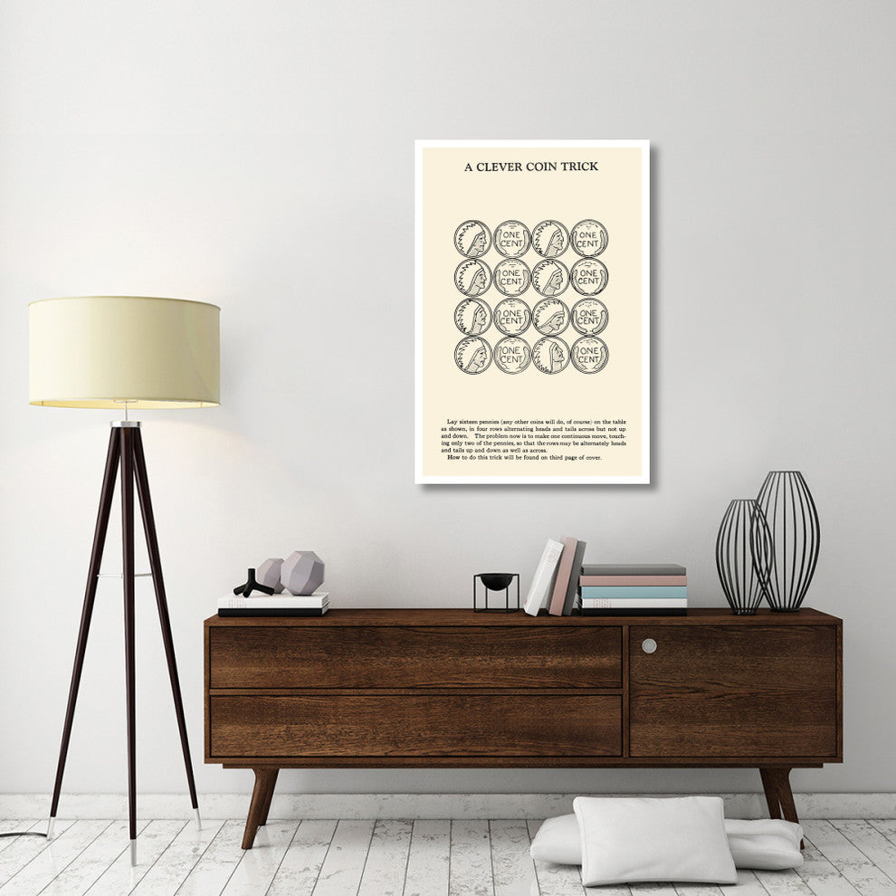 "A Clever Coin Trick - 16 Pennies" Digital Paper Print by Retromagic, 31"x46"