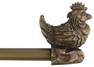 3/4" Rooster Adjustable Curtain Rod, Renaissance Gold, 28" to 48"