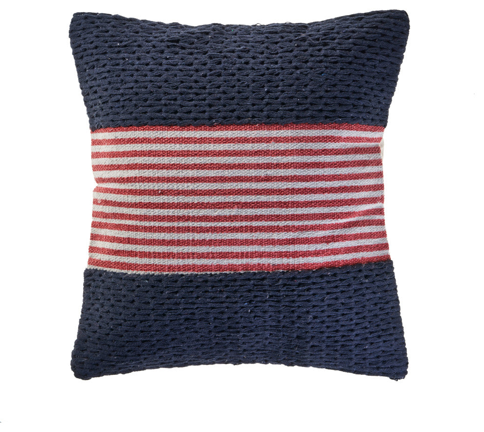 Navy Nautical Striped Throw Pillow