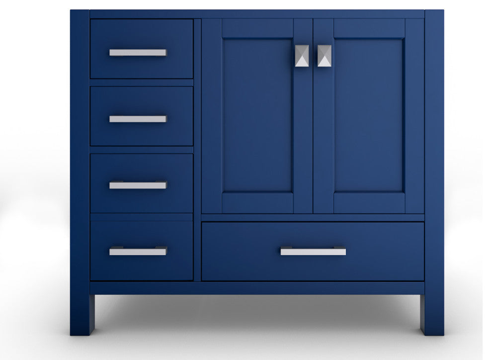Yamyam 35" Right Offset Single Vanity, Base Only, Blue, Chrome Handles