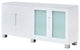High Gloss White 4 Door Wood Cabinet Server with Frosted Glass Doors