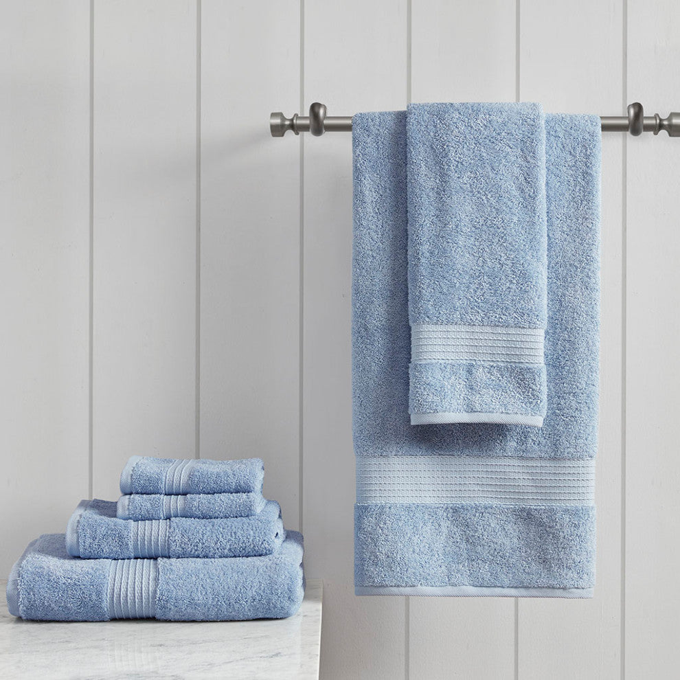 Madison Park Organic 6 Piece Organic Cotton Towel Set, Blue
