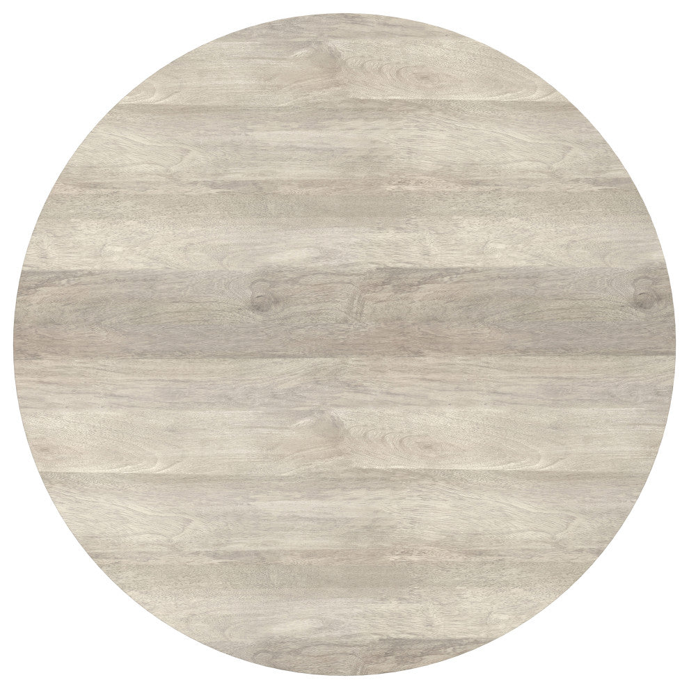 Rayburn Solid Mango Wood Drum Coffee Table, White Wash