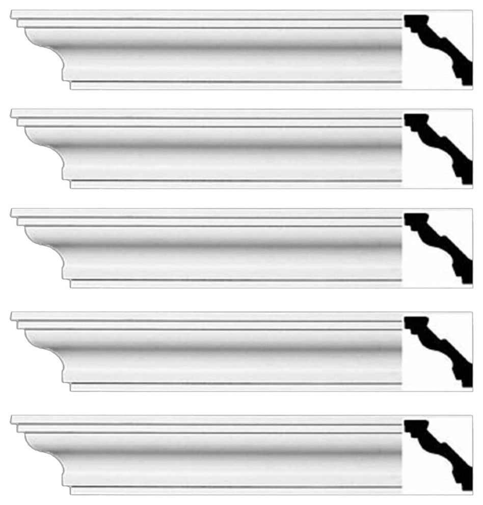 Cornice White Urethane Marblehead Simple Design 5 Pieces Totaling 470" Length