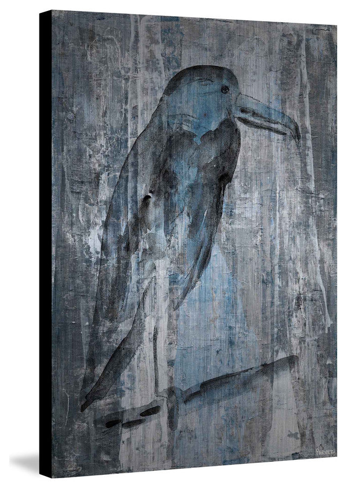 "Blue Gray Bird II" Painting Print on Brushed Aluminum, 16"x24"
