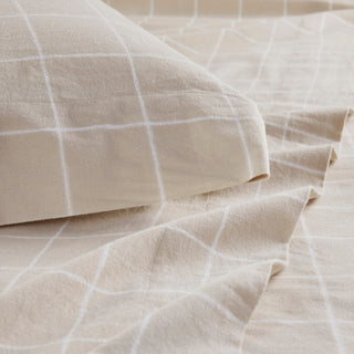 Beautyrest Oversized Flannel 4 Piece Sheet Set, Beige Windowpane