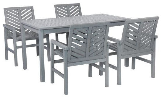 Vincent 5-Piece Chevron Outdoor Patio Dining Set - Grey Wash