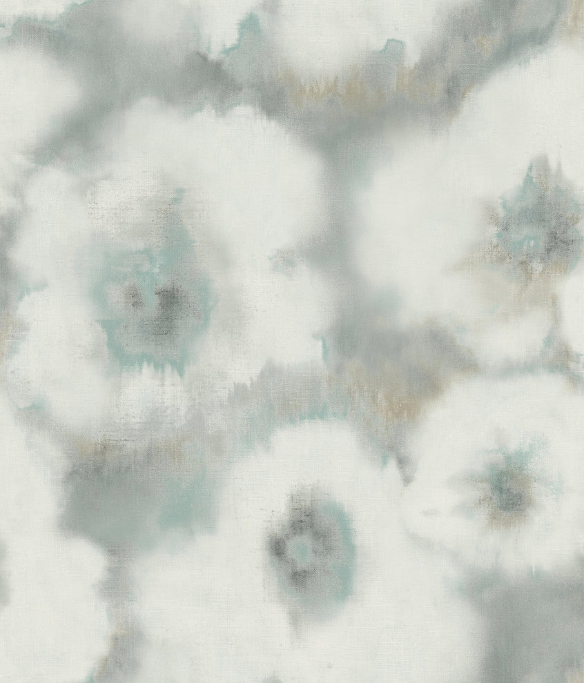 Aqua Blended Floral Wallpaper