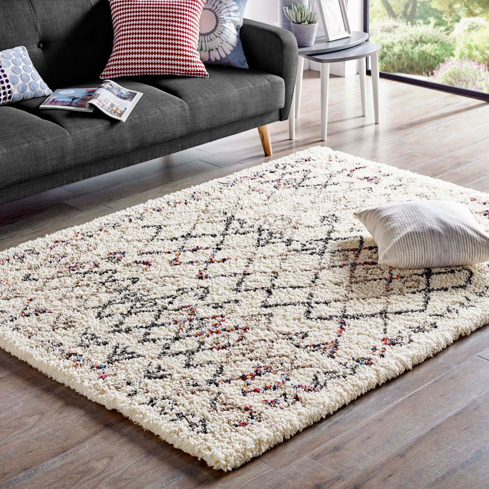 Area Rug Runner Floor Carpet, Rectangular, 5x8, Multi Colorful, Modern, Lounge