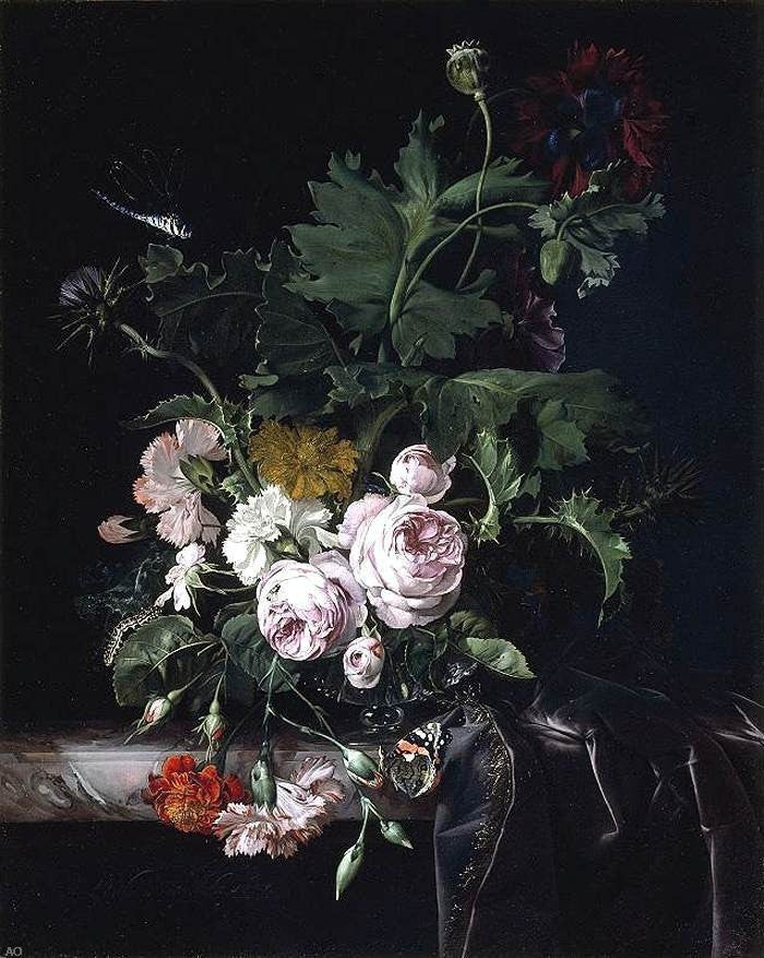 Willem Van Aelst Flower Still-Life, Gallery Wrapped Canvas Print, 20"x25"