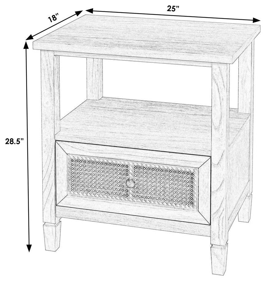 Flagstaff 1-Drawer Cane Nightstand, Natural