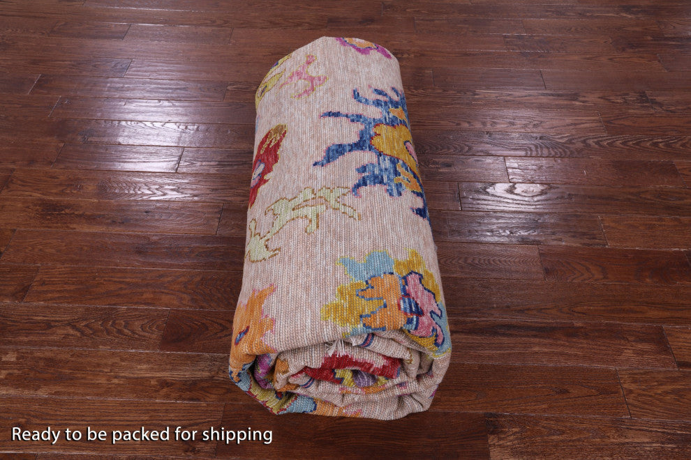 10' 1" X 13' 9" Hand Knotted Turkish Oushak Wool Rug - Q16112