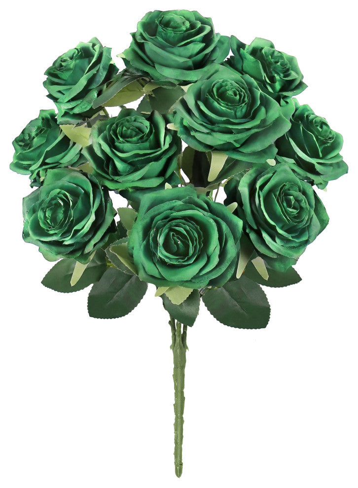 Set of 2 Artificial Queen Rose Flower Stem Bush Bouquet 18"