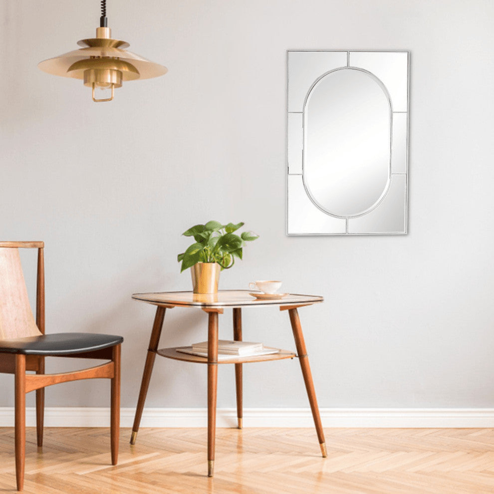 Silver Rectangle Accent Metal Mirror