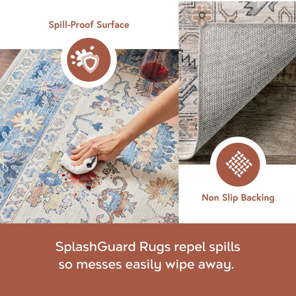 Nuloom Machine Washable Darby Persian Stain Repellent Area Rug, Beige 5'x8'