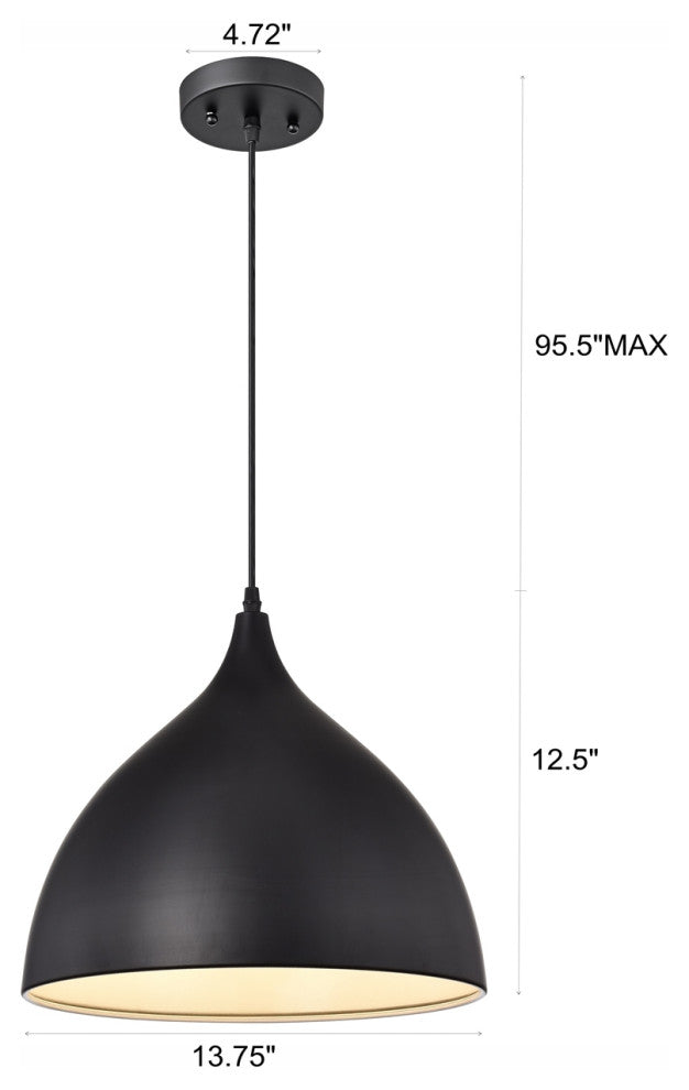 CHLOE Walter Industrial 1 Light Textured Black Mini Pendant Ceiling Fixture 14"W