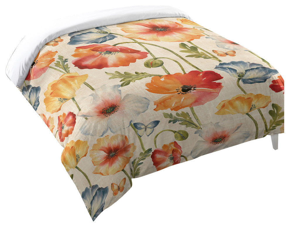 Laural Home Multi Watercolor Poppies Comforter, Twin