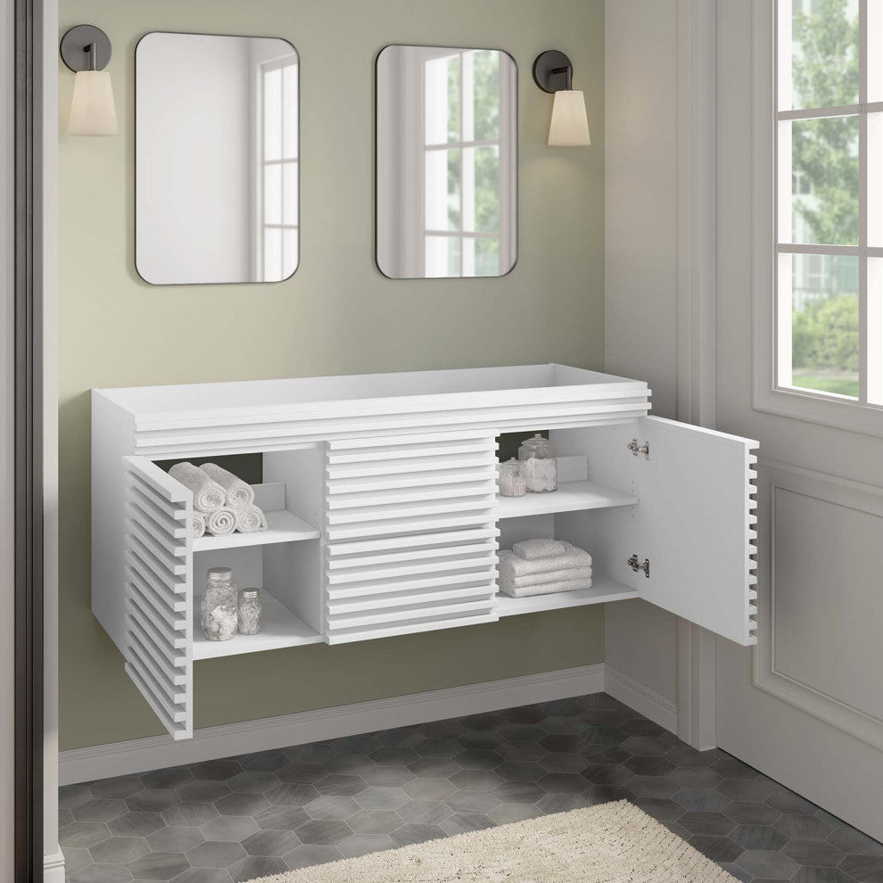 Render 48" Wall-Mount Bathroom Vanity Cabinet, White
