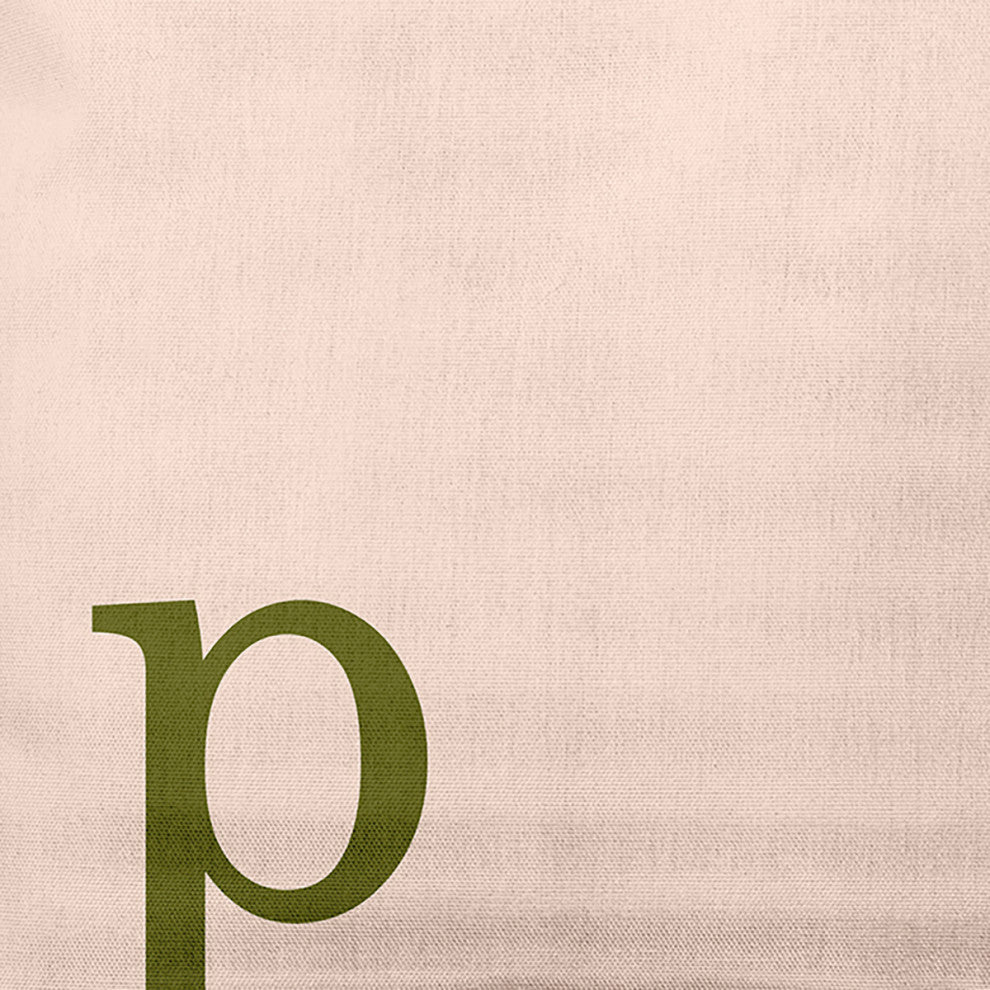 26"x26" Modern Monogram Decorative Throw Pillow, Olive