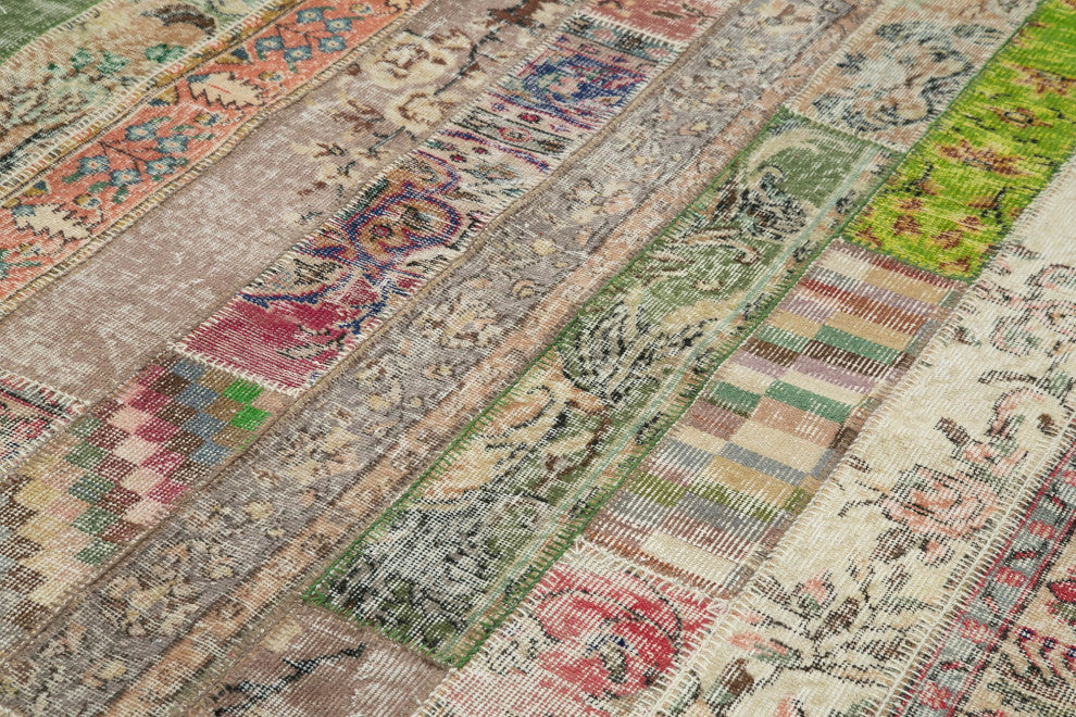 Rug N Carpet - Hand-Knotted Oriental 6' 7" x 9' 11" Over-dyed Patchwork Area Rug