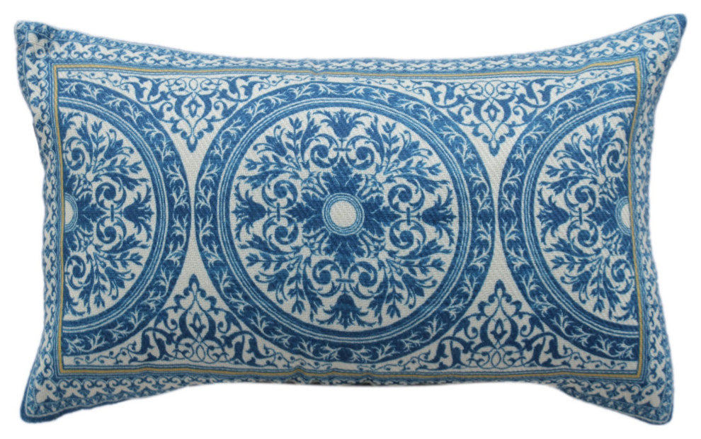Blue Machine Woven Sheffield Throw Pillow, 16" x 26"