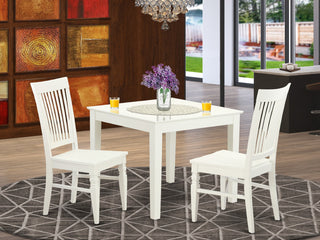 3 Pc Square Kitchen Table And 2 Hard Wood Chairs For Dining Room In White
