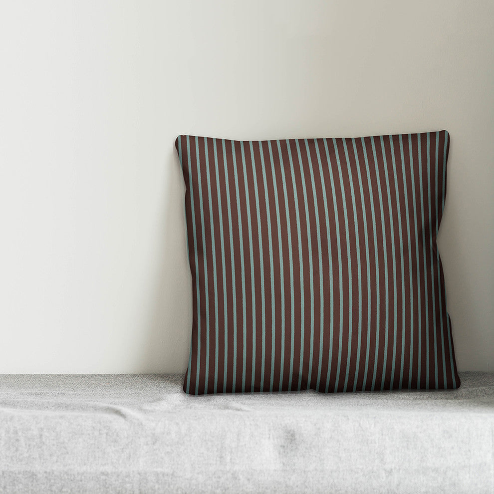 Brown Stripes Outdoor Throw Pillow, 18"x18"