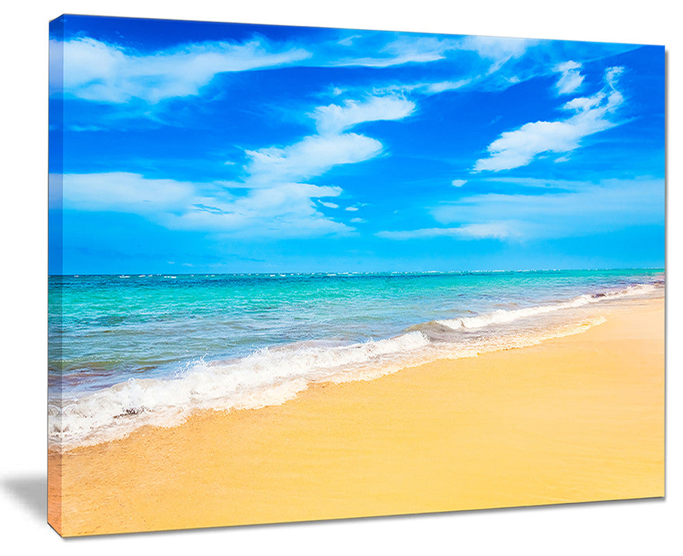 "Blue Sandy Tropical Sea Beach" Seascape Art Canvas, 40"x30"