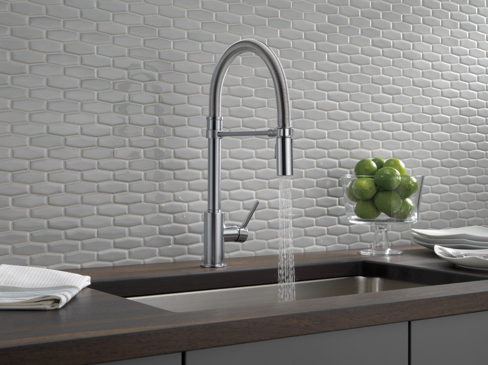 Delta Trinsic Pull-Down Kitchen Faucet With Spring Spout, Arctic Stainless