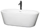 67" Freestanding Bathtub, White, White Trim, Floor Mounted Faucet, Black