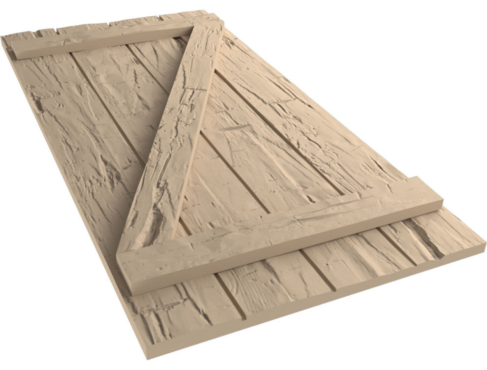 Rustic 4 Board Joined B-N-B Faux Wood Shutters, Hand Hewn, 22x26"