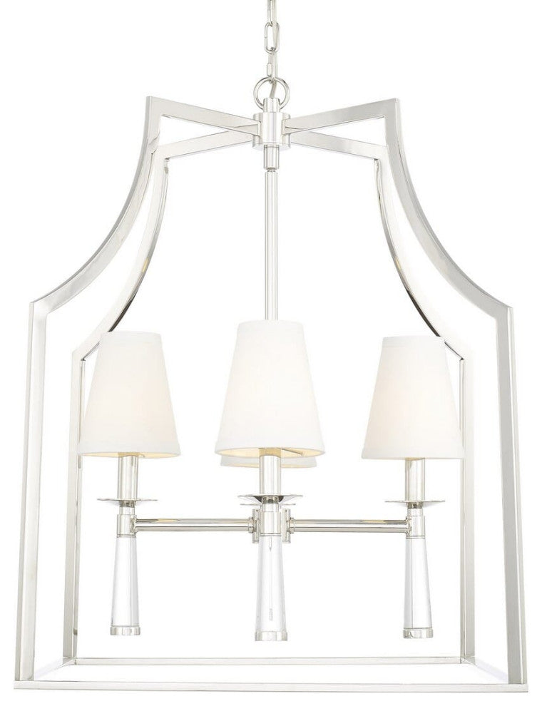Baxter 4-Light 30" Transitional Chandelier, Polished Nickel