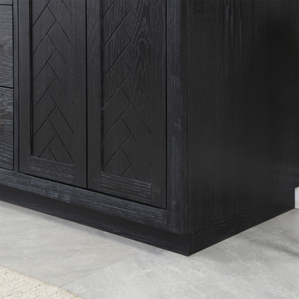 Altair Gazsi Black Oak Bathroom Vanity Set, 60", Without Mirror