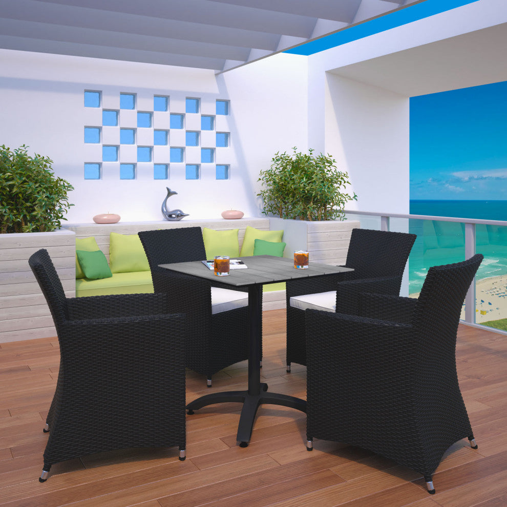 Brown White Junction 5 Piece Outdoor Patio Dining Set