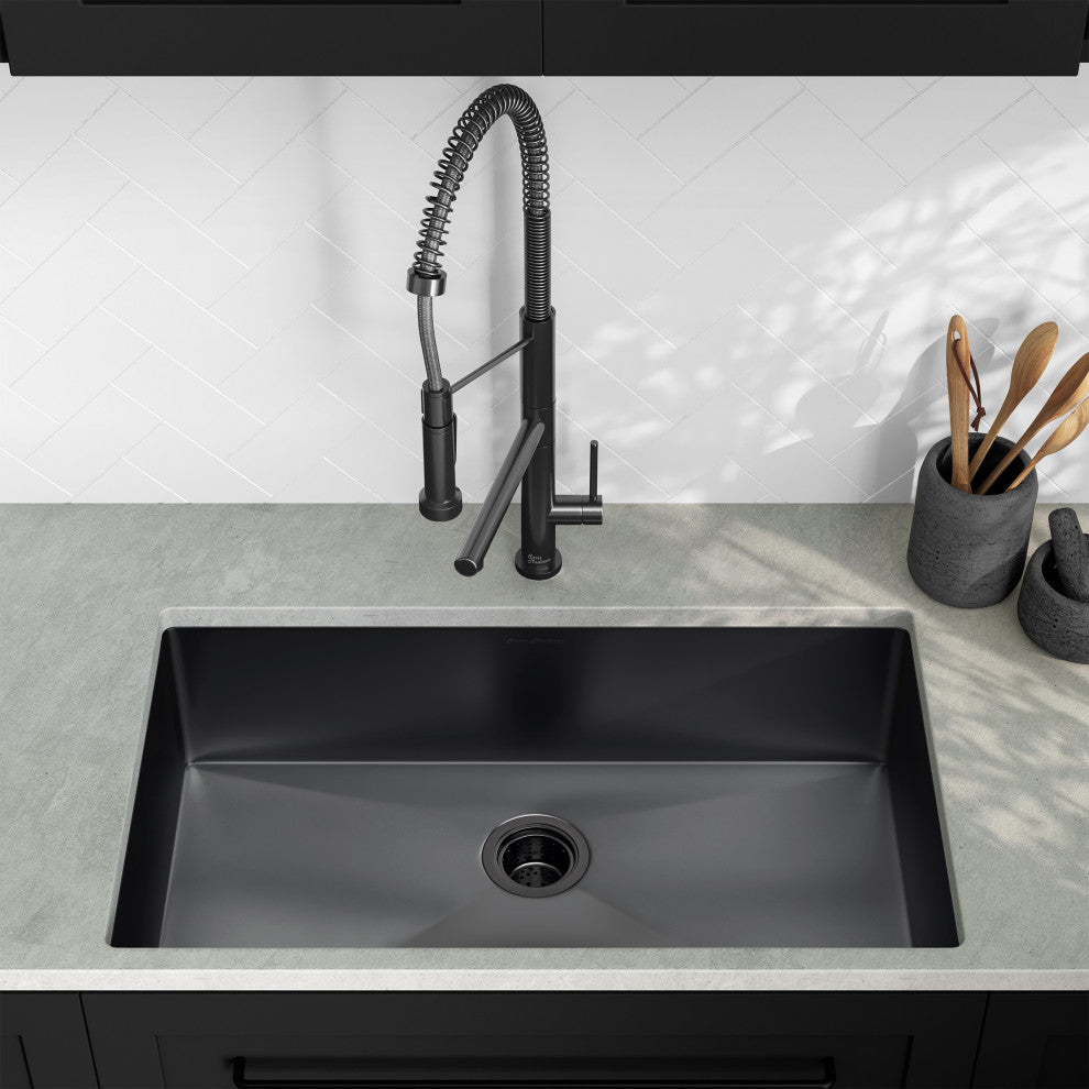 Rivage 32"x19" Stainless Steel, Single Basin, Undermount Kitchen Sink, Black