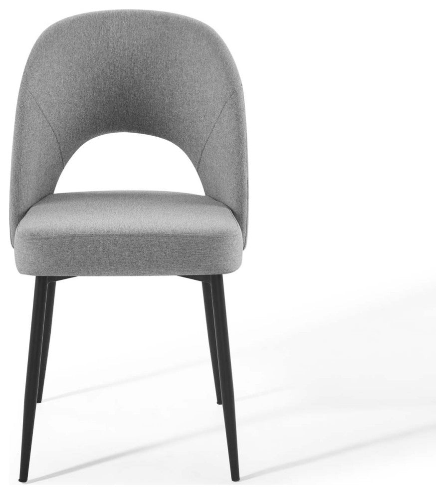 Rouse Dining Side Chair Upholstered Fabric Set of 2-Black Light Gray